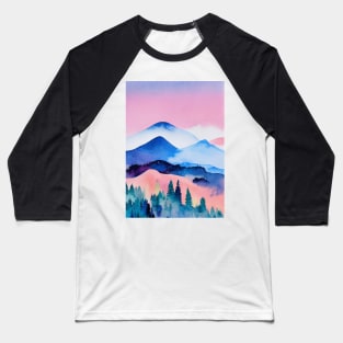 Watercolor mountains landscape 1 Baseball T-Shirt